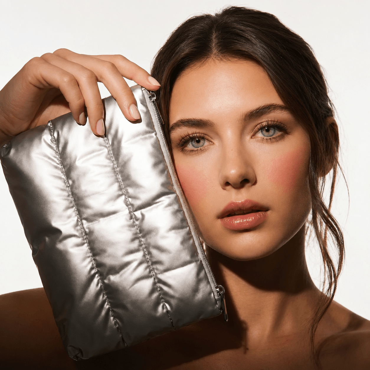 Trousse Puffy - Argent métallisé